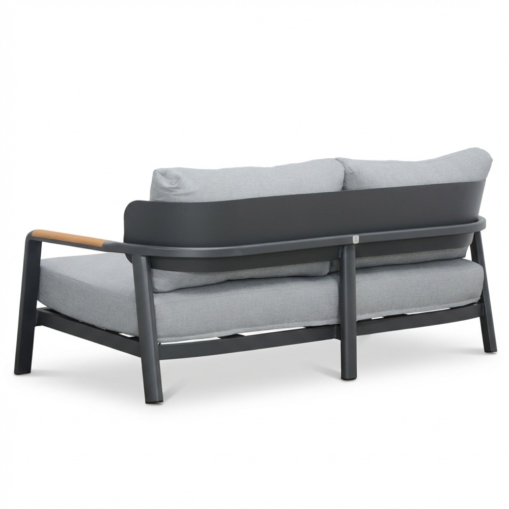 Marbella stoel-bank loungeset 4 personen | aluminium + teak | antraciet | 4-delig