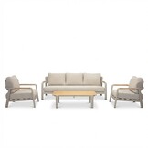 Marbella stoel-bank loungeset 5 personen | aluminium + teak | beige | 4-delig