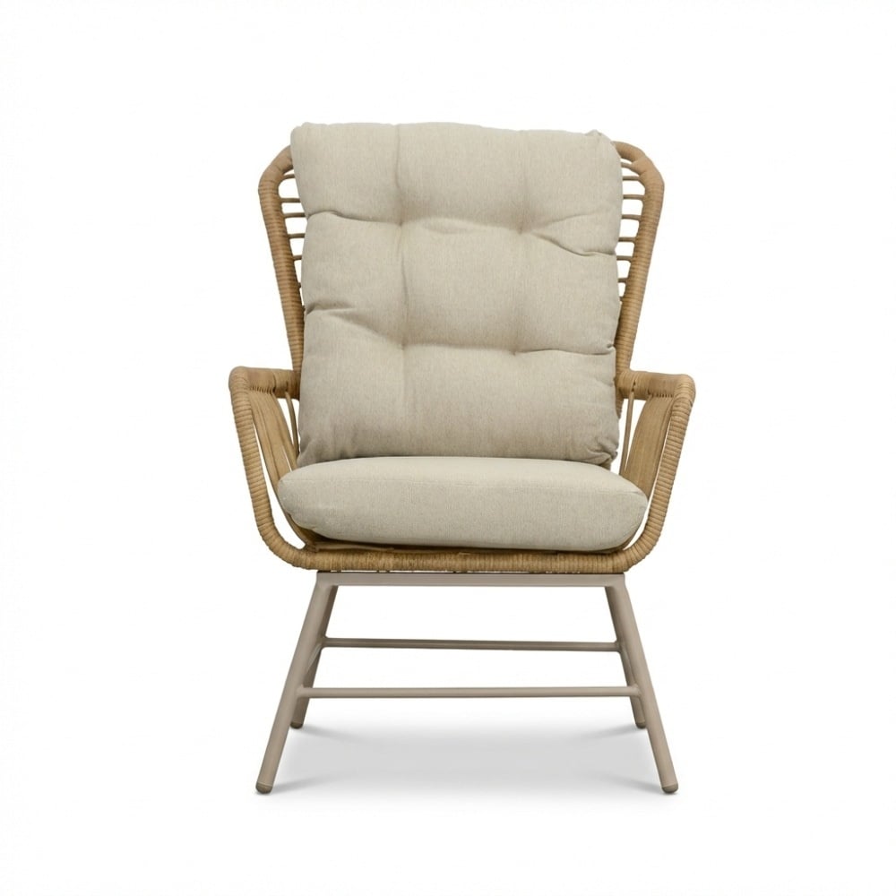 Dex loungestoel tuin set van 2 | wicker + aluminium | Bamboo beige