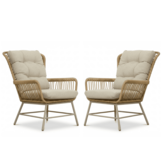 Dex loungestoel tuin set van 2 | wicker + aluminium | Bamboo beige