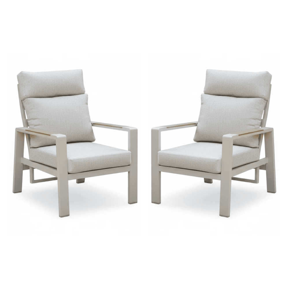 Manhattan loungestoel tuin set van 2 | aluminium + polywood | beige