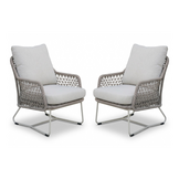 Gianna loungestoel tuin set van 2 | touw + aluminium | Almond Beige