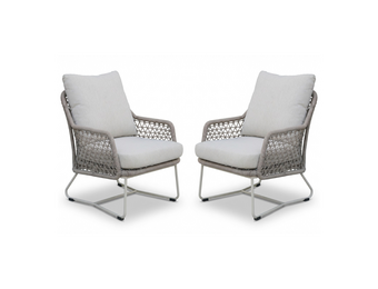 Gianna loungestoel tuin set van 2 | touw + aluminium | Almond Beige