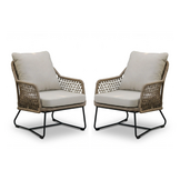 Gianna loungestoel tuin set van 2 | touw + aluminium | Sahara Dust