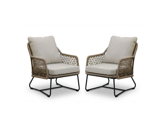 Gianna loungestoel tuin set van 2 | touw + aluminium | Sahara Dust
