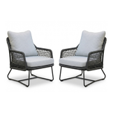 Gianna loungestoel tuin set van 2 | touw + aluminium | Stone Grey