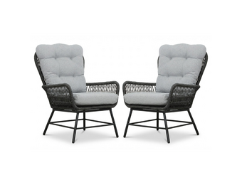 Dex loungestoel tuin set van 2 | touw + aluminium | Stone Grey