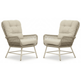 Dex loungestoel tuin set van 2 | touw + aluminium | Almond Beige