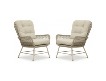 Dex loungestoel tuin set van 2 | touw + aluminium | Almond Beige