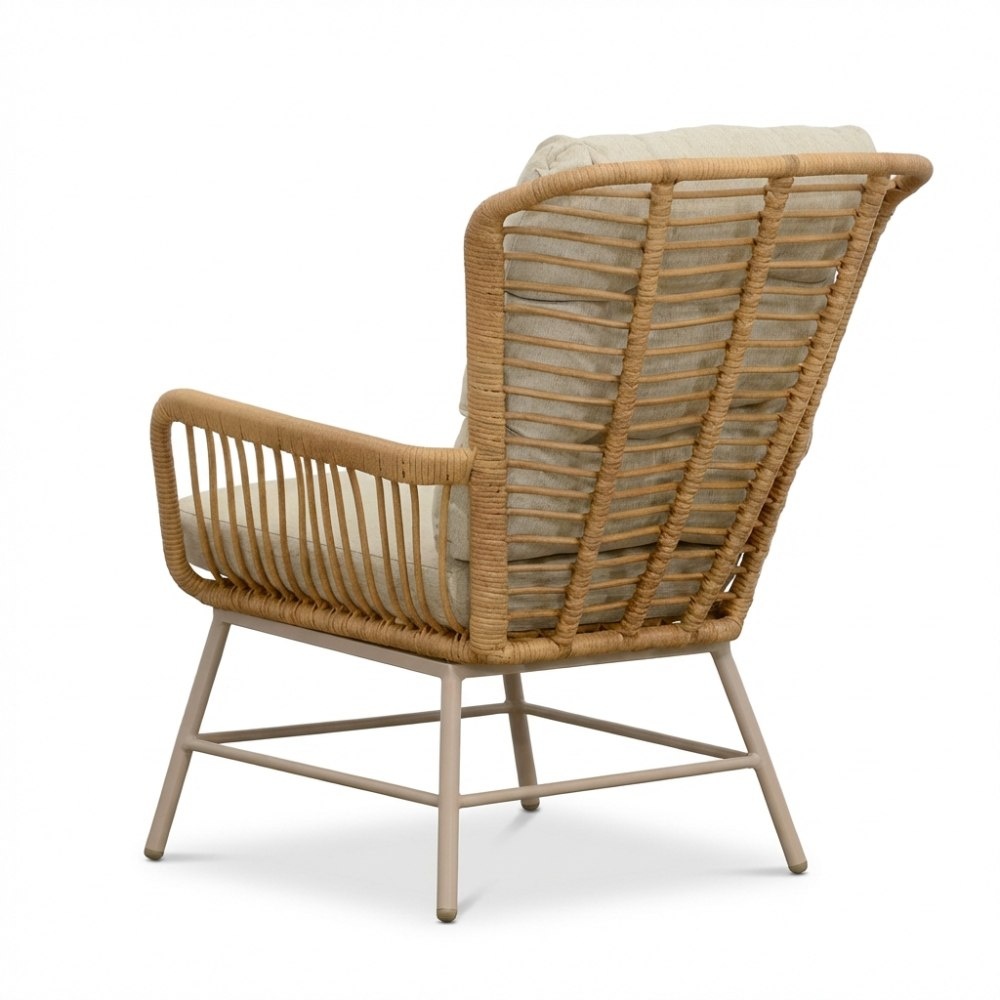Dex loungestoel | wicker + aluminium | Bamboo beige