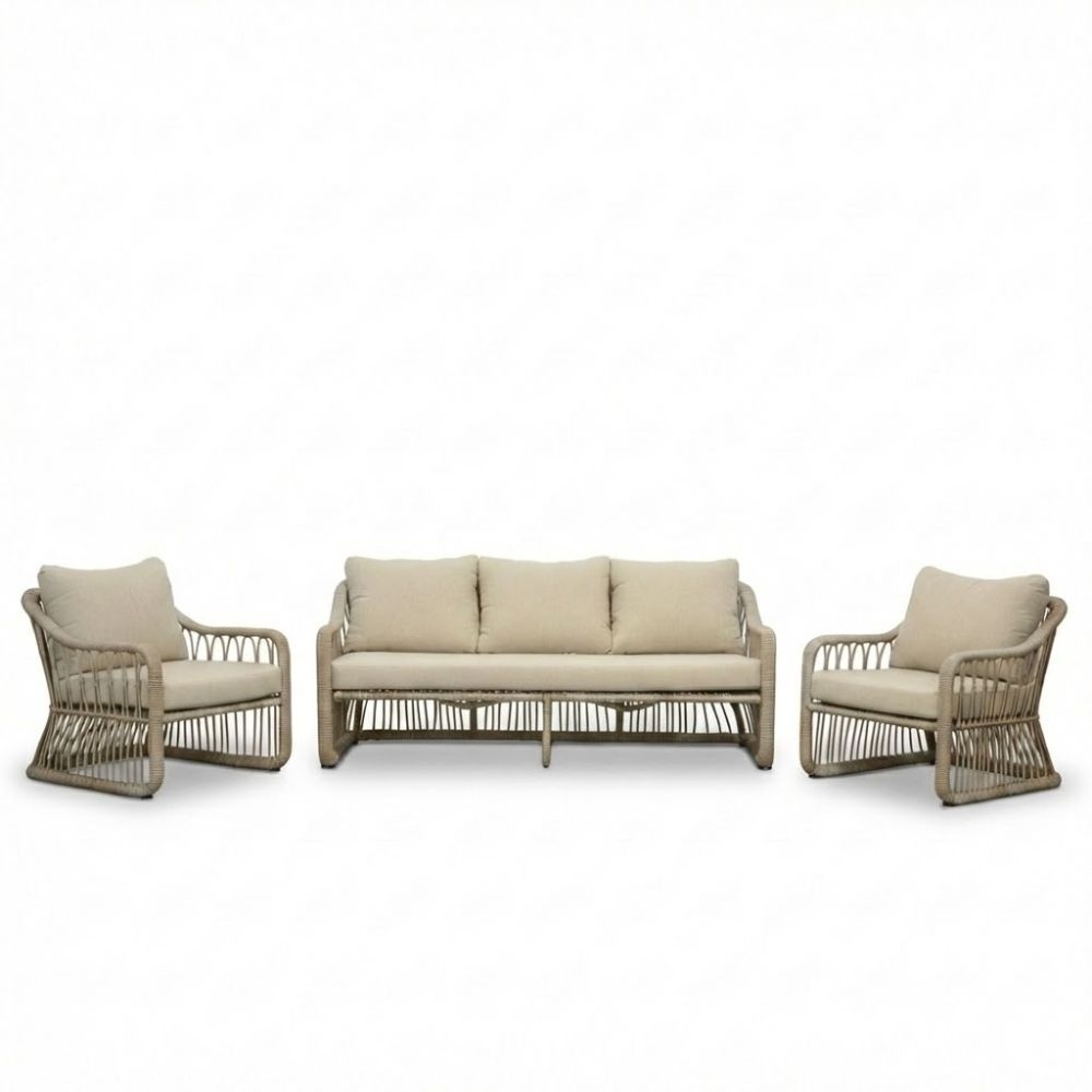 Bruno stoel-bank loungeset 5 personen | wicker | Mexican Sand | 4-delig afbeelding