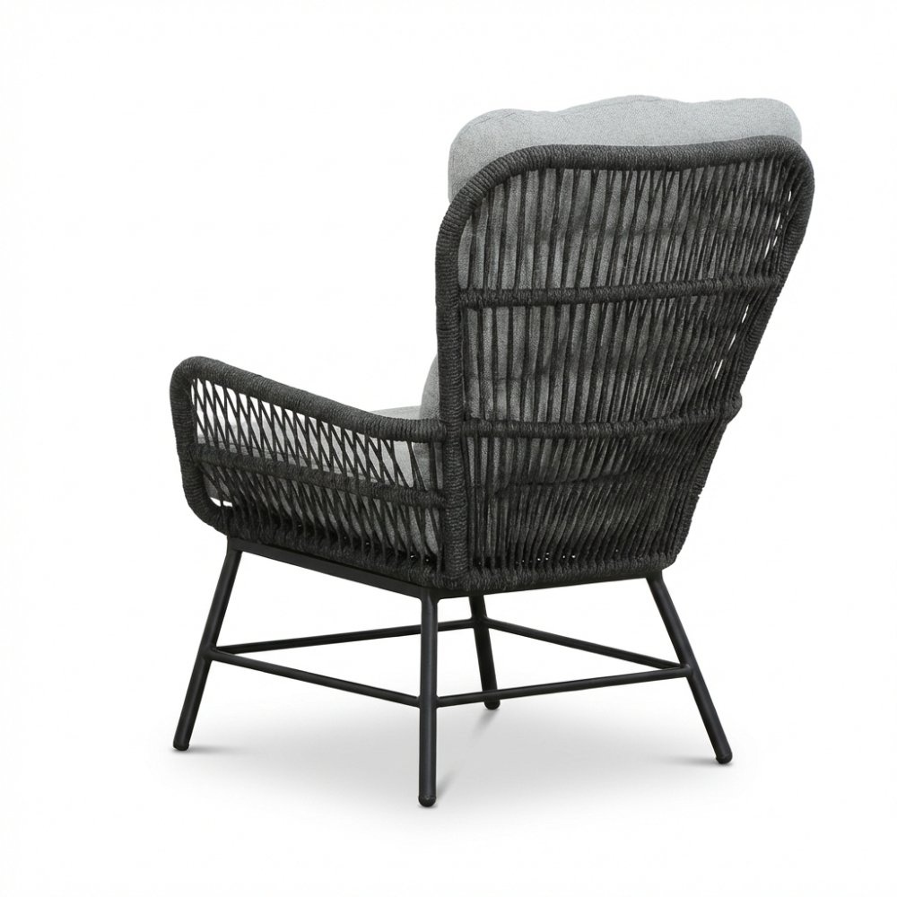 Dex loungestoel tuin set van 2 | touw + aluminium | Stone Grey