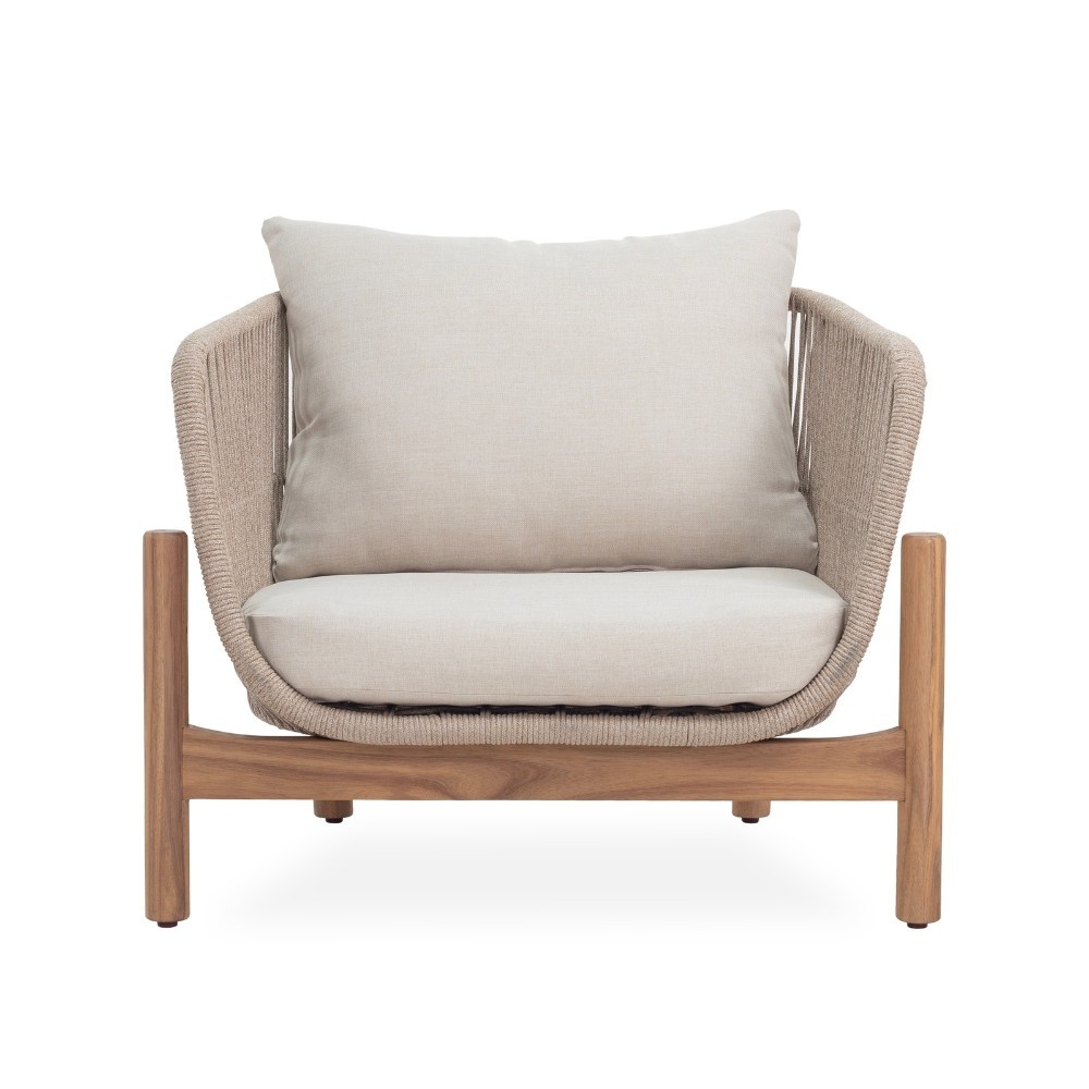 Braga hoek loungeset 6 personen incl. tafel & stoel | touw + hardhout | zand | 5-delig - 235x235cm