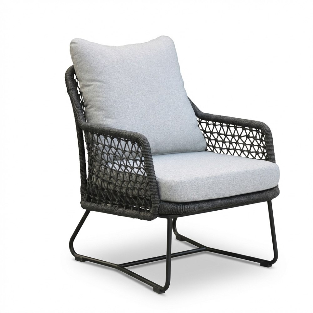 Gianna loungestoel tuin set van 2 | touw + aluminium | Stone Grey