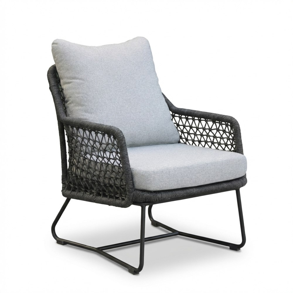 Gianna loungestoel tuin set van 2 | touw + aluminium | Stone Grey