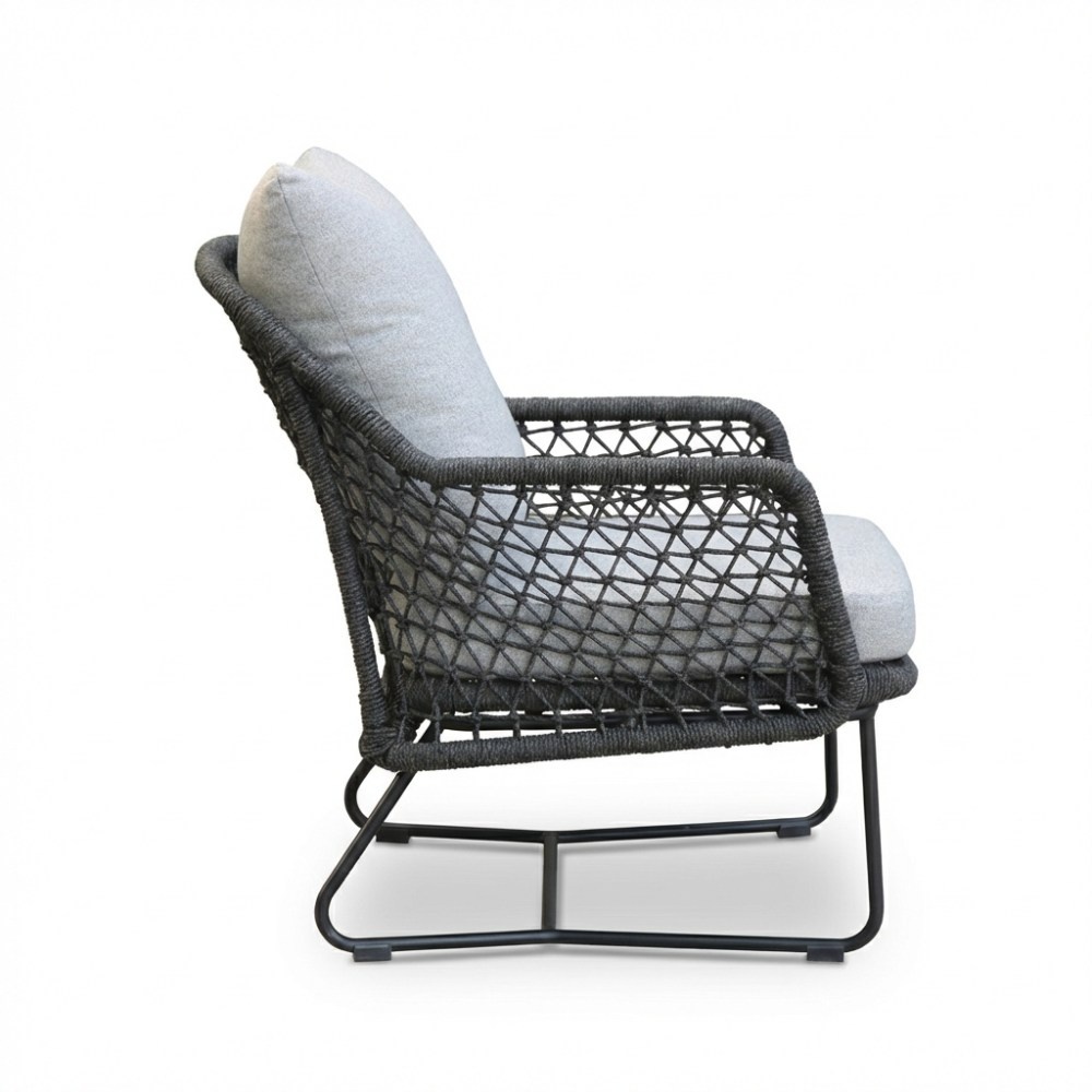 Gianna loungestoel tuin set van 2 | touw + aluminium | Stone Grey