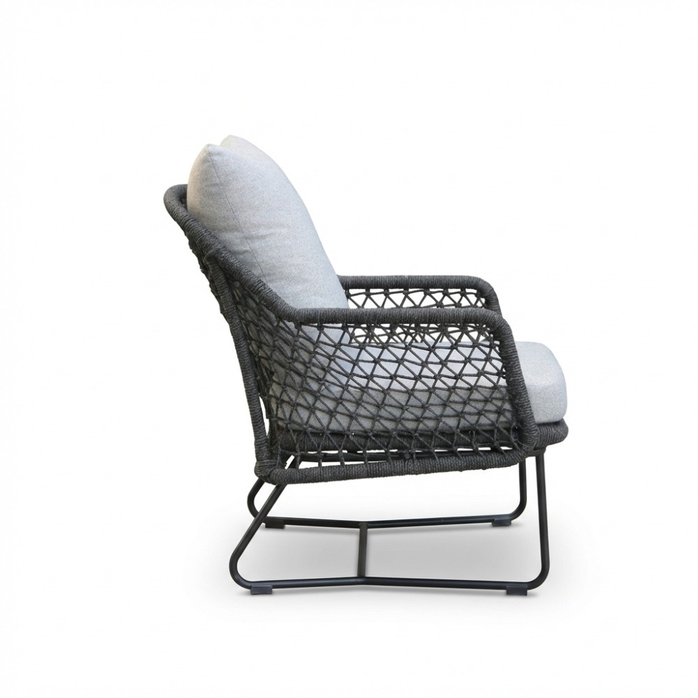 Gianna loungestoel tuin set van 2 | touw + aluminium | Stone Grey