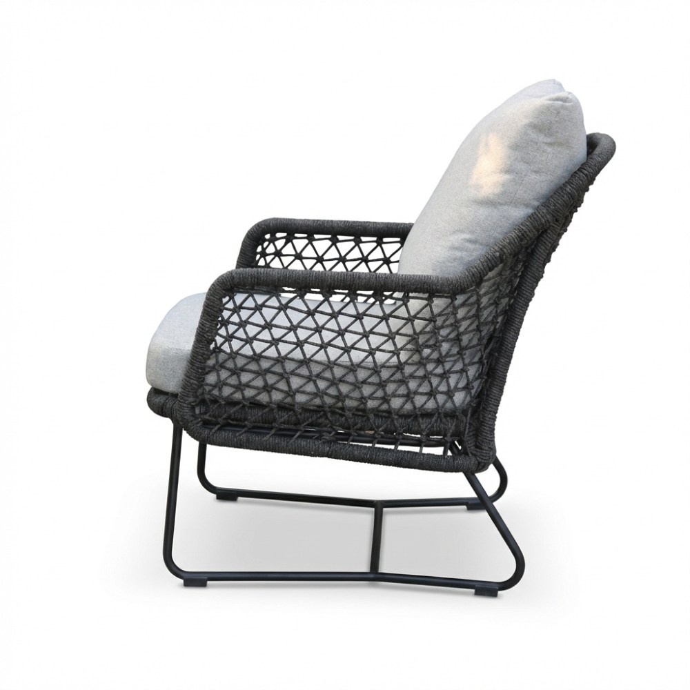 Gianna loungestoel tuin set van 2 | touw + aluminium | Stone Grey