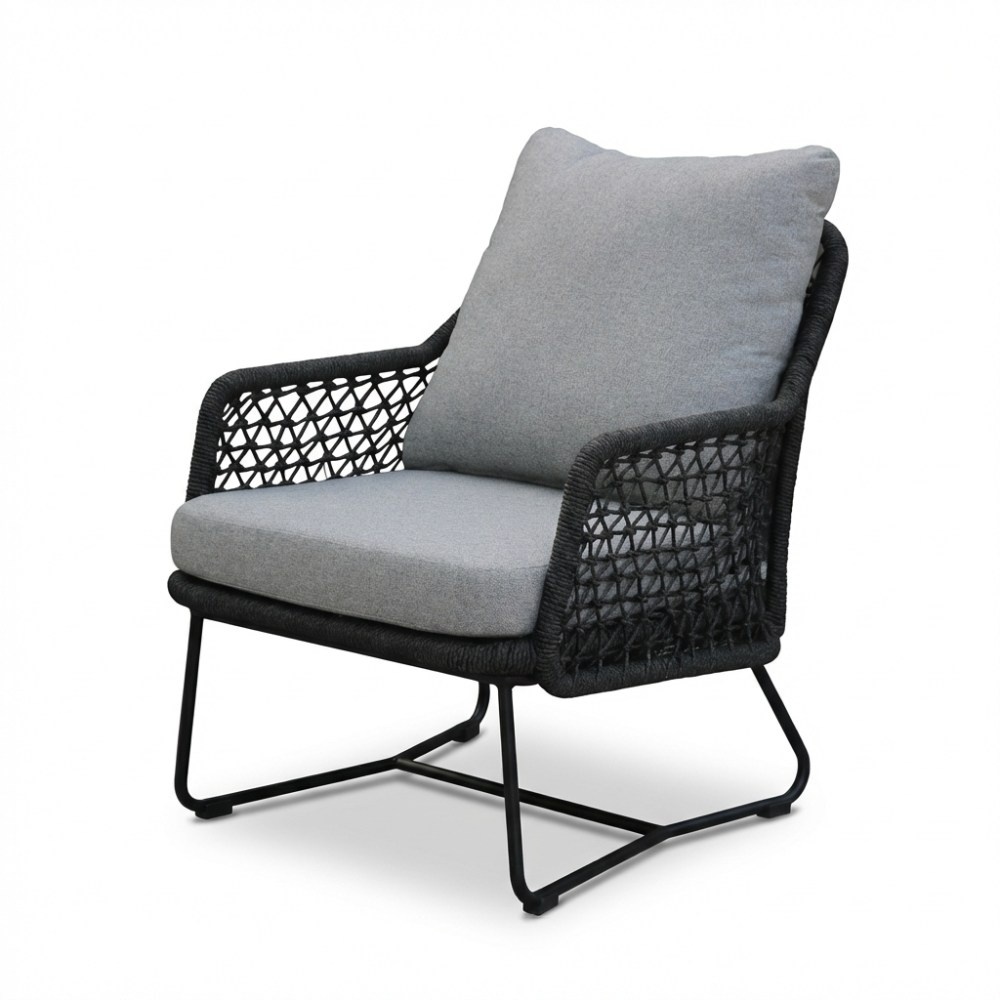 Gianna loungestoel tuin set van 2 | touw + aluminium | Stone Grey