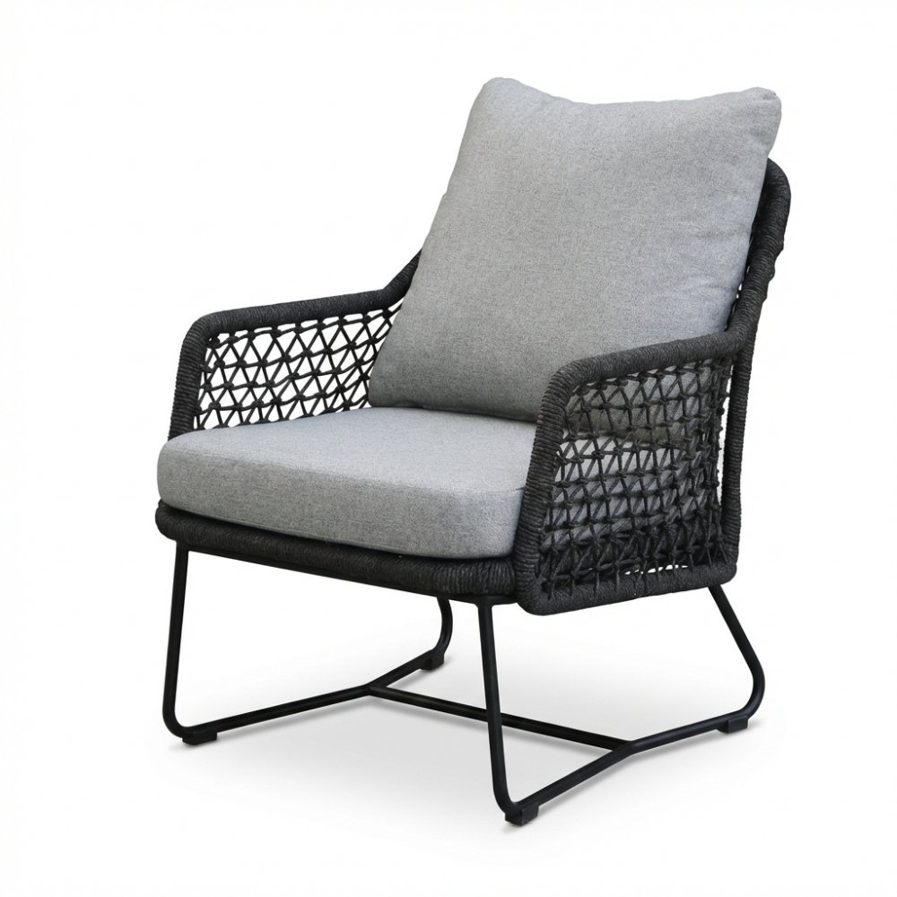 Gianna loungestoel tuin set van 2 | touw + aluminium | Stone Grey