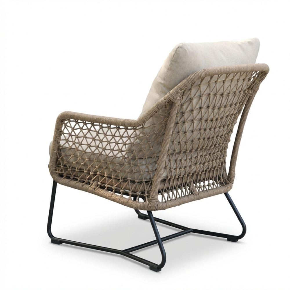 Gianna loungestoel tuin set van 2 | touw + aluminium | Sahara Dust