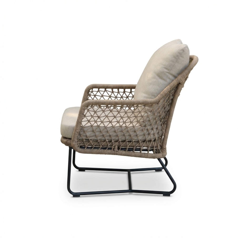 Gianna loungestoel tuin set van 2 | touw + aluminium | Sahara Dust