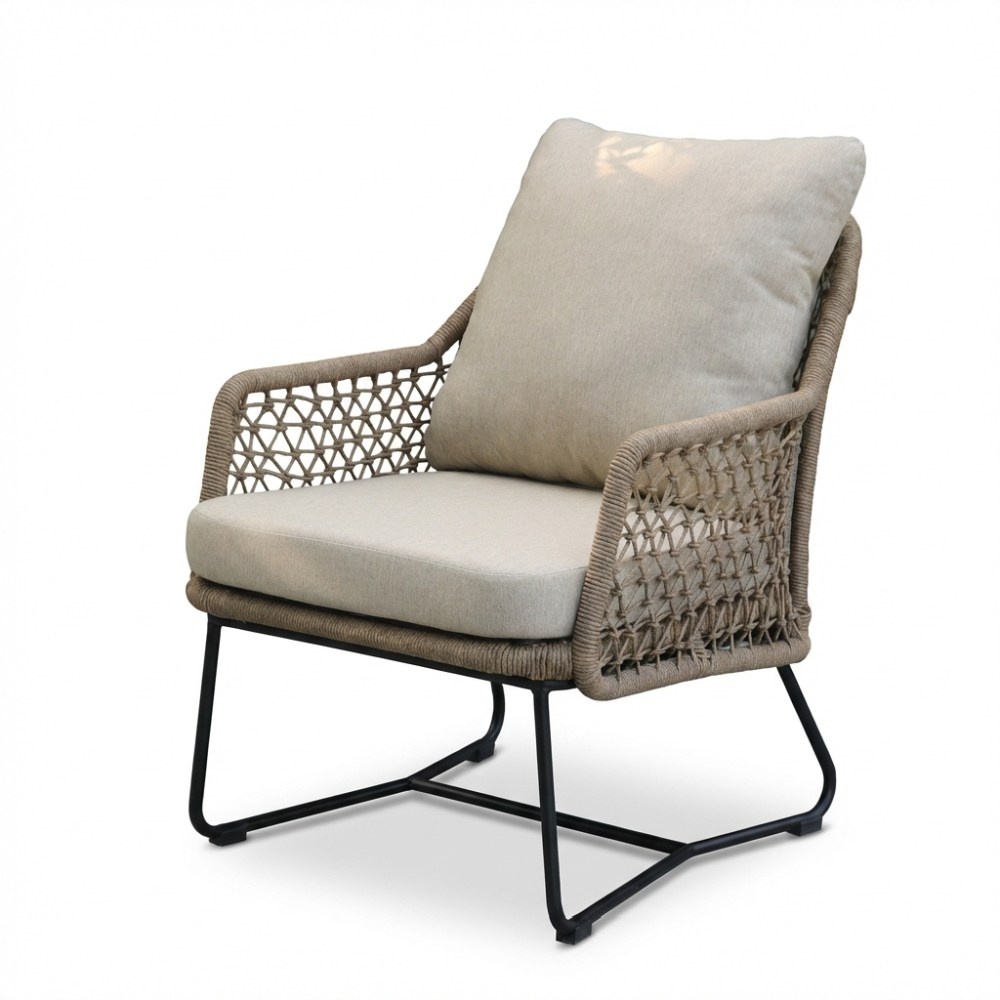 Gianna loungestoel tuin set van 2 | touw + aluminium | Sahara Dust