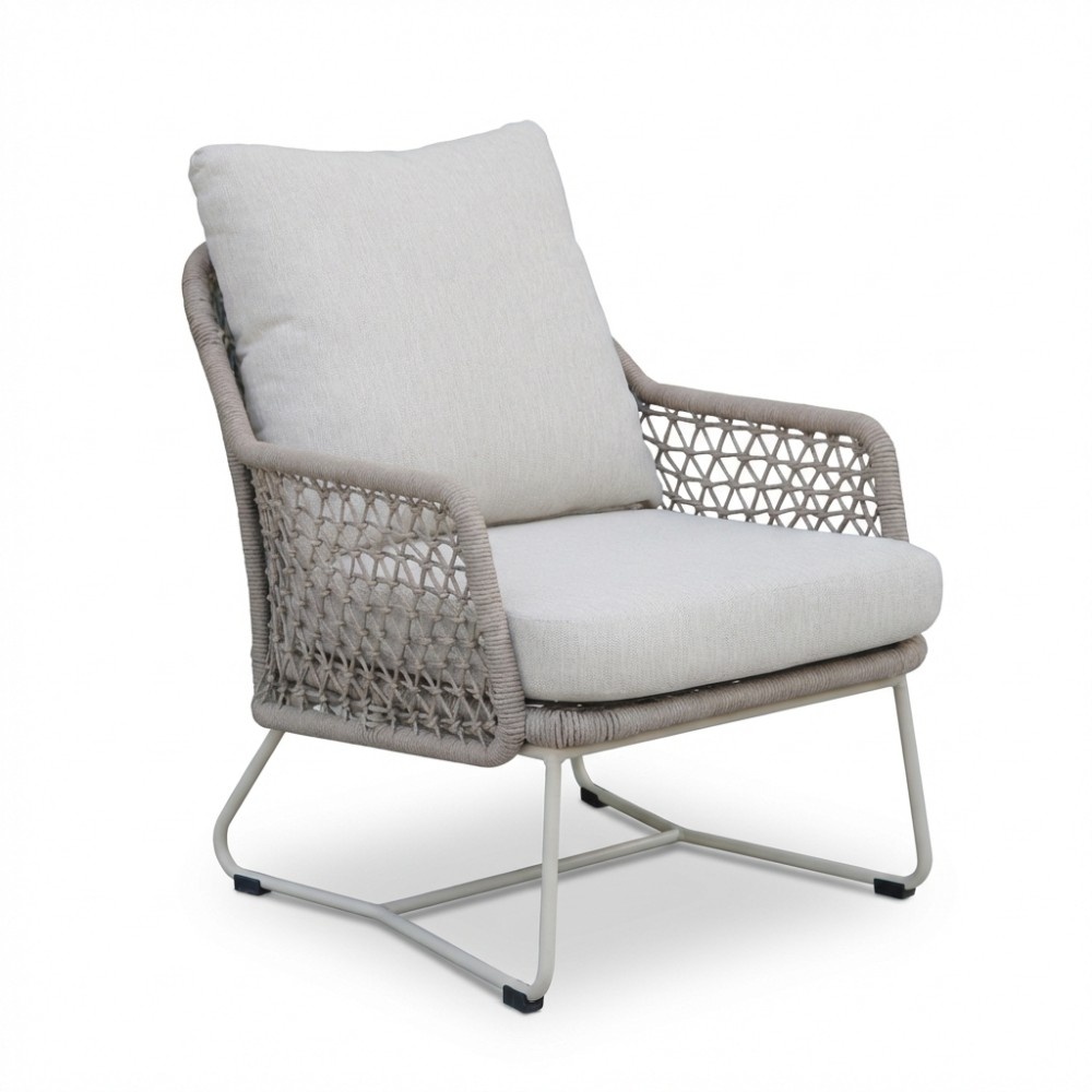 Gianna loungestoel tuin set van 2 | touw + aluminium | Almond Beige