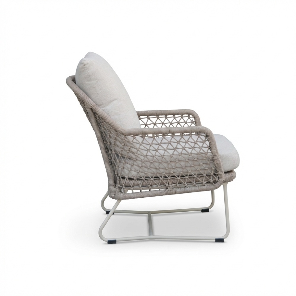 Gianna loungestoel tuin set van 2 | touw + aluminium | Almond Beige