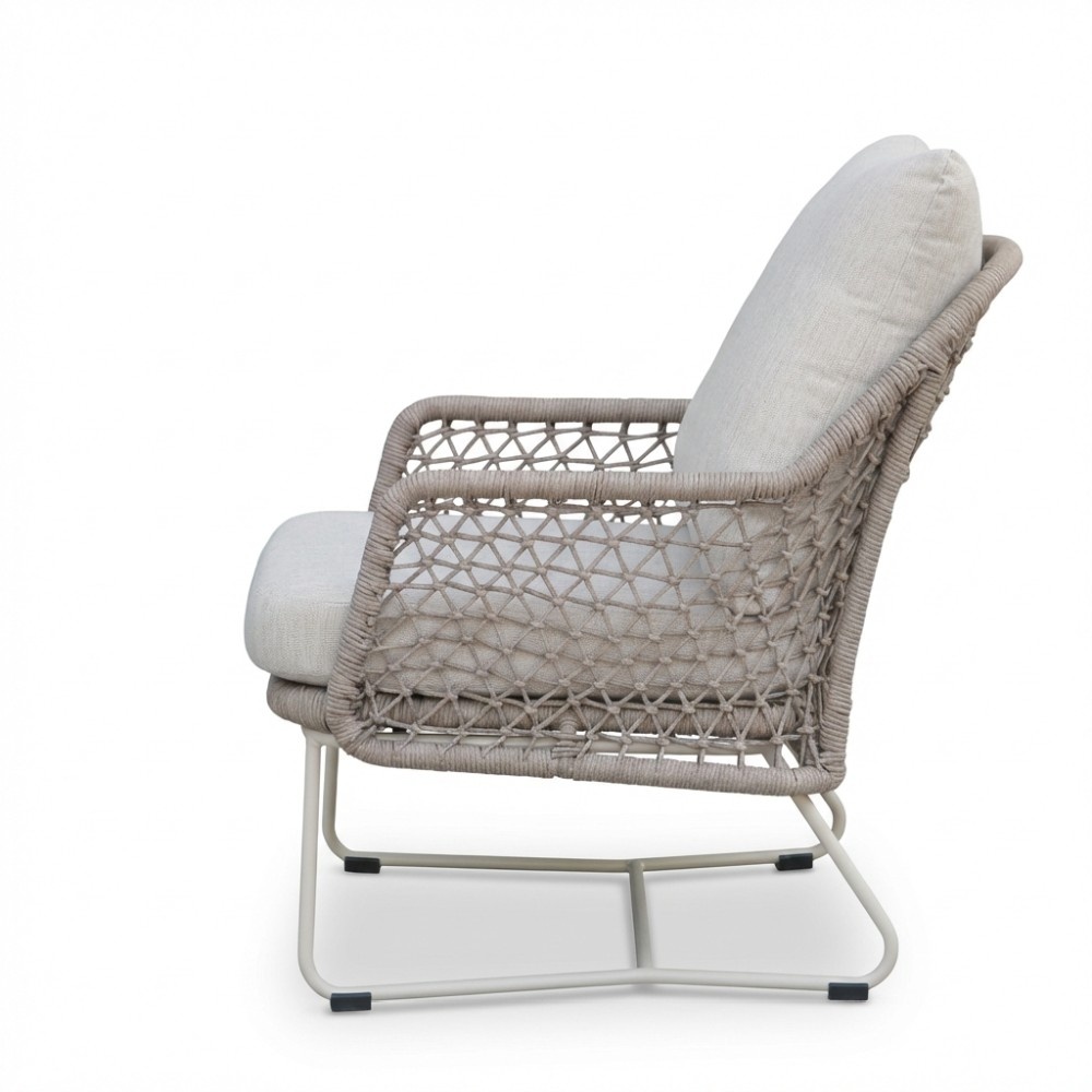 Gianna loungestoel tuin set van 2 | touw + aluminium | Almond Beige