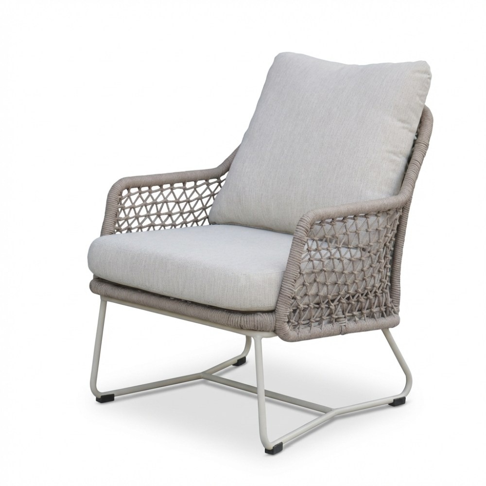 Gianna loungestoel tuin set van 2 | touw + aluminium | Almond Beige