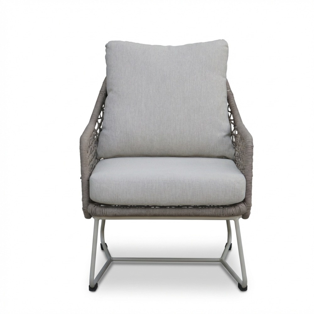 Gianna loungestoel tuin set van 2 | touw + aluminium | Almond Beige