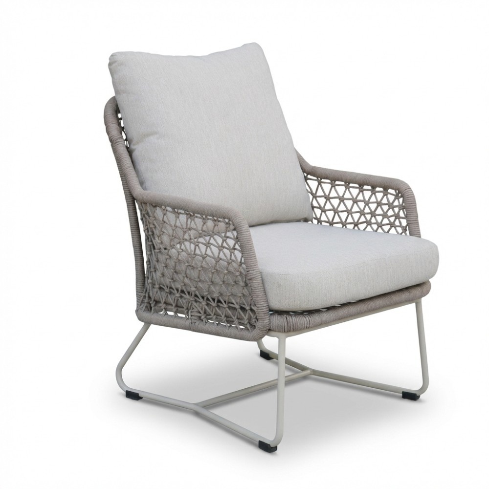 Gianna loungestoel tuin set van 2 | touw + aluminium | Almond Beige