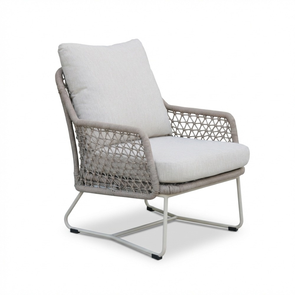 Gianna loungestoel tuin set van 2 | touw + aluminium | Almond Beige