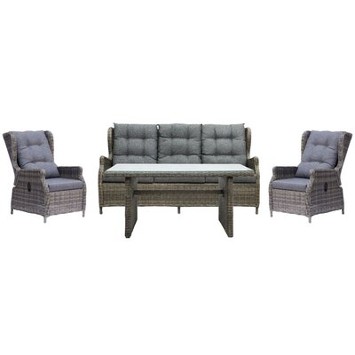 Belfort stoel-bank loungeset - verstelbaar 5 personen | wicker | Kobo Grey | 4-delig