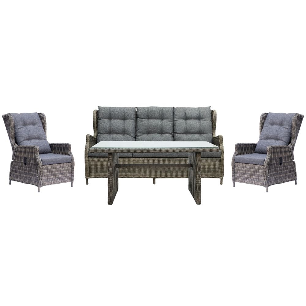 Belfort stoel-bank loungeset - verstelbaar 7 personen | wicker | Kobo Grey | 6-delig