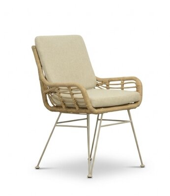 Carlos dining tuinstoel | wicker + rvs | Bamboo beige