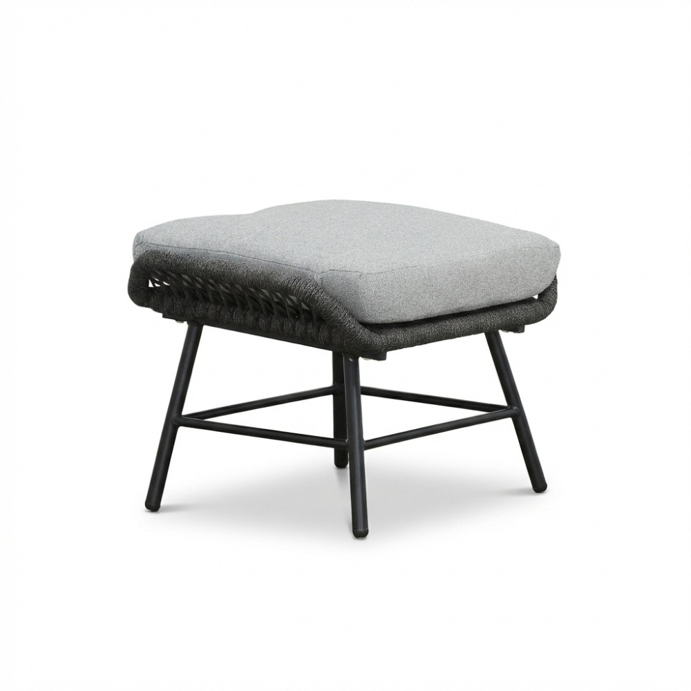 Dex voetenbank | touw + aluminium | Stone Grey