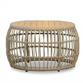 Bruno loungetafel | wicker + teakhout | Mexican Sand | 75cm rond