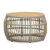Bruno loungetafel | wicker + teakhout | Mexican Sand | 75cm rond
