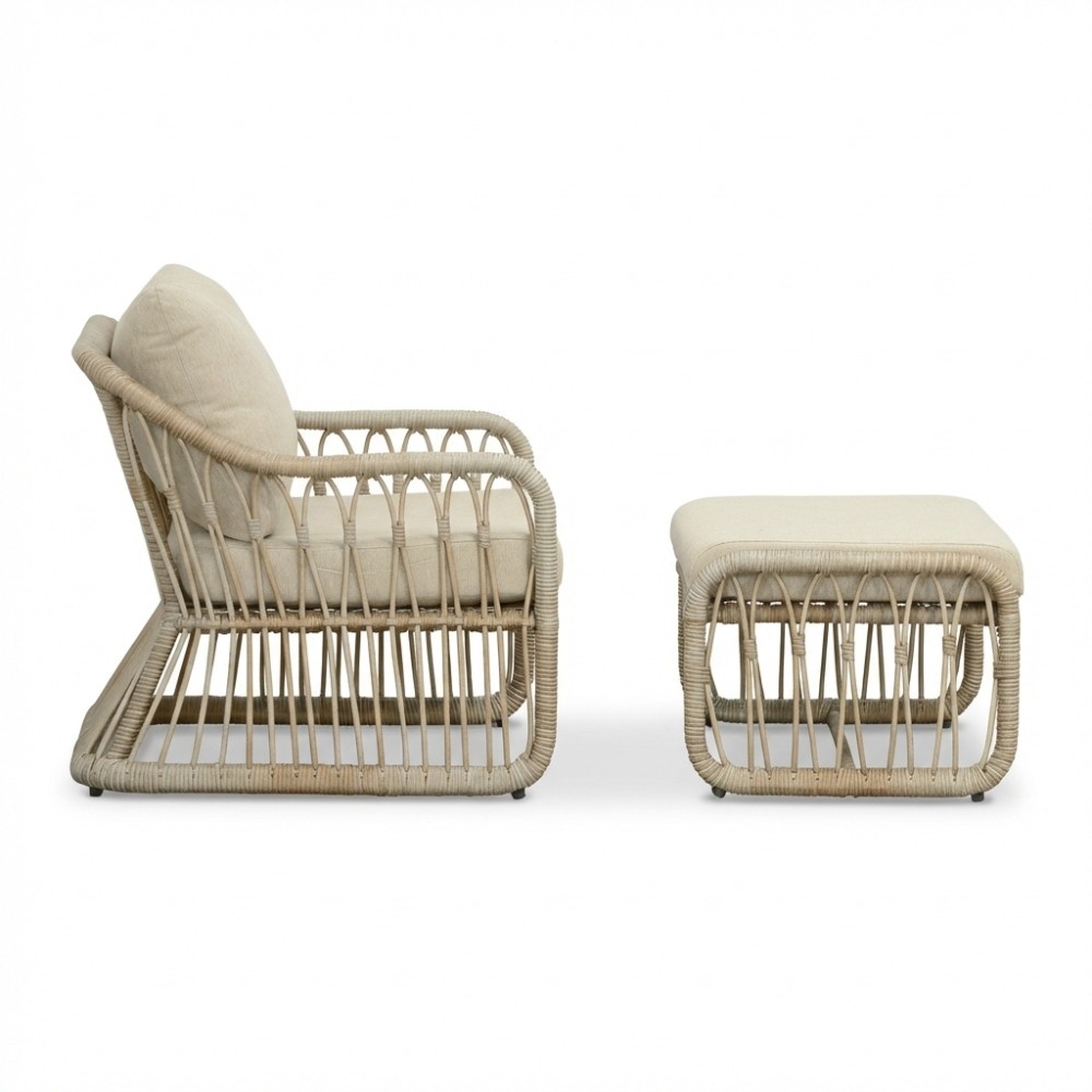 Bruno lounge balkonset 2 personen | wicker + teakhout | Mexican Sand | 5-delig