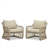 Bruno lounge balkonset 2 personen | wicker + teakhout | Mexican Sand | 5-delig