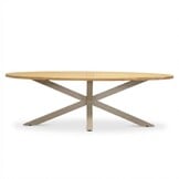 Cleve dining tuintafel 6 personen | teakhout + aluminium | Natural Teak/beige | 240cm ovaal
