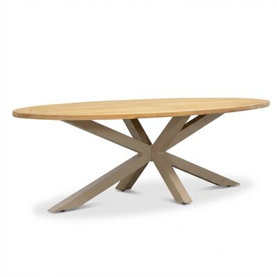 Cleve dining tuintafel 6 personen | teakhout + aluminium | Natural Teak/beige | 240cm ovaal