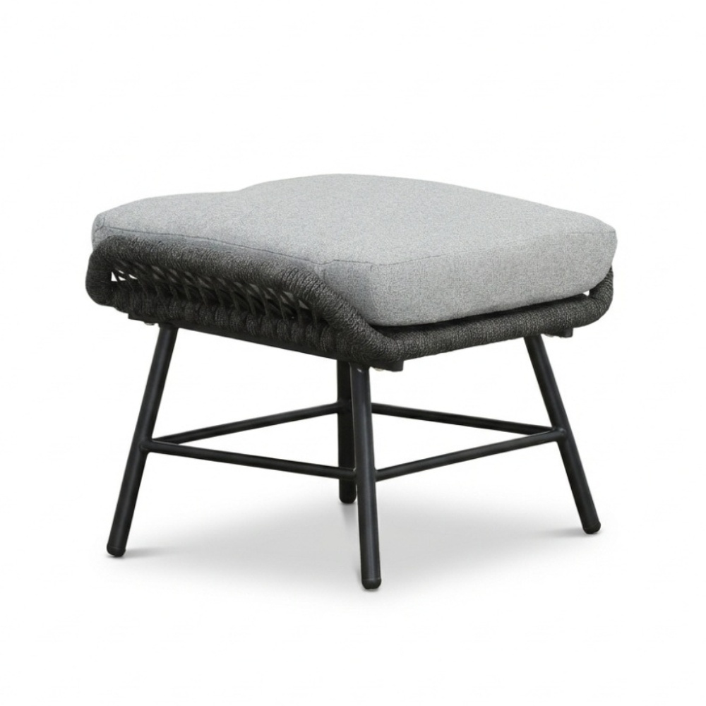 Dex loungestoel incl. voetenbank | touw + aluminium | Stone Grey