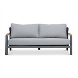 Marbella stoel-bank loungeset 4 personen | aluminium + teak | antraciet | 4-delig