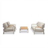 Marbella stoel-bank loungeset 5 personen | aluminium + teak | beige | 4-delig