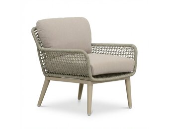 Mila low dining tuinstoel | touw + aluminium | beige