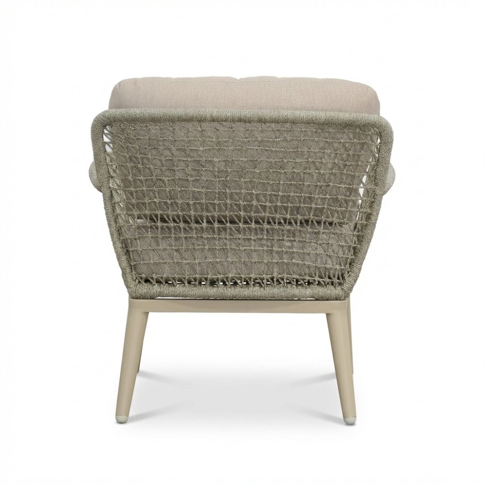 Mila low dining tuinstoel | touw + aluminium | beige