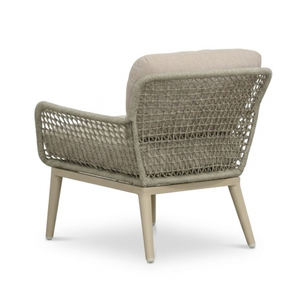 Mila low dining tuinstoel | touw + aluminium | beige